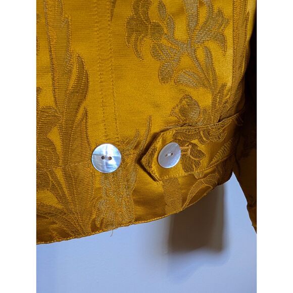 Chico’s 100% Silk Gold Floral Jacket Size 2/4 S FLAWED Repair DIY - Picture 7 of 9